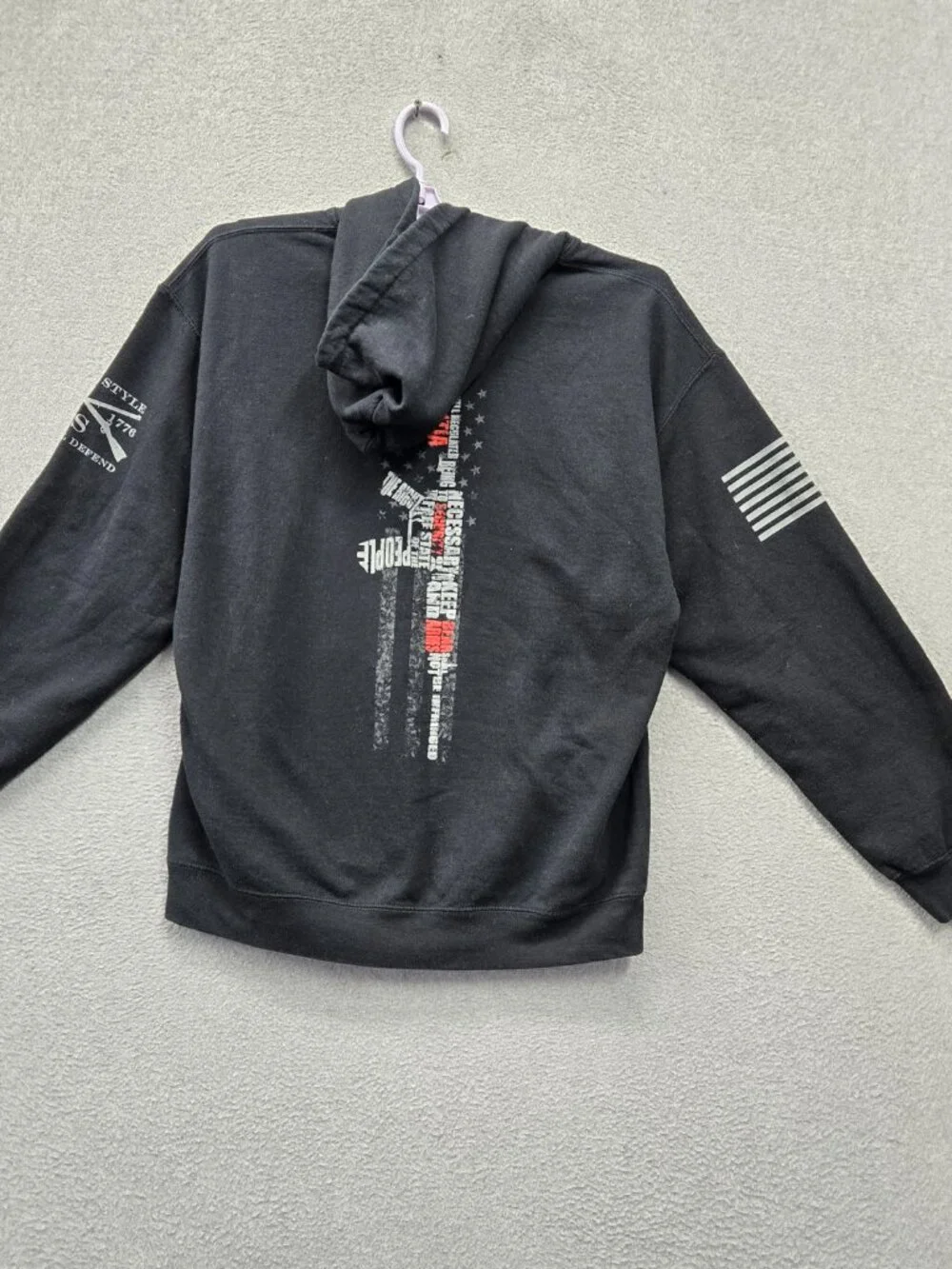 Grunt Style Men Hoodie L Black Second Amendment 2.0 USA Flag Logo Graphic Print